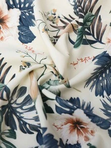 Brillora Summer Beach Floral Tropical Print Crop Wrap Summer Beach Top With Shorts Two Pieces Set - Multicolor - View 9