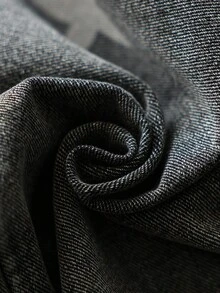 Manfinity Homme 男士休闲斑马纹宽腿宽松牛仔裤 - 深灰色 - 查看 8