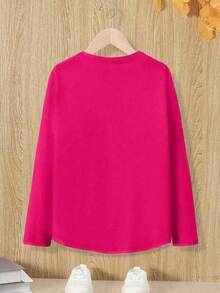EMERY ROSE A Large-Sized Rose-Red Round-Neck Long-Sleeved T-Shirt, Comfortable And Versatile