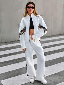 EURMUSE White Set With Leopard Fabric Detail - White - View 6