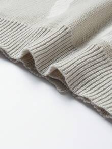 Manfinity EZcore Plus Size Men's Letter Print Front Button V-Neck Long Sleeve Cardigan, Fall/Winter