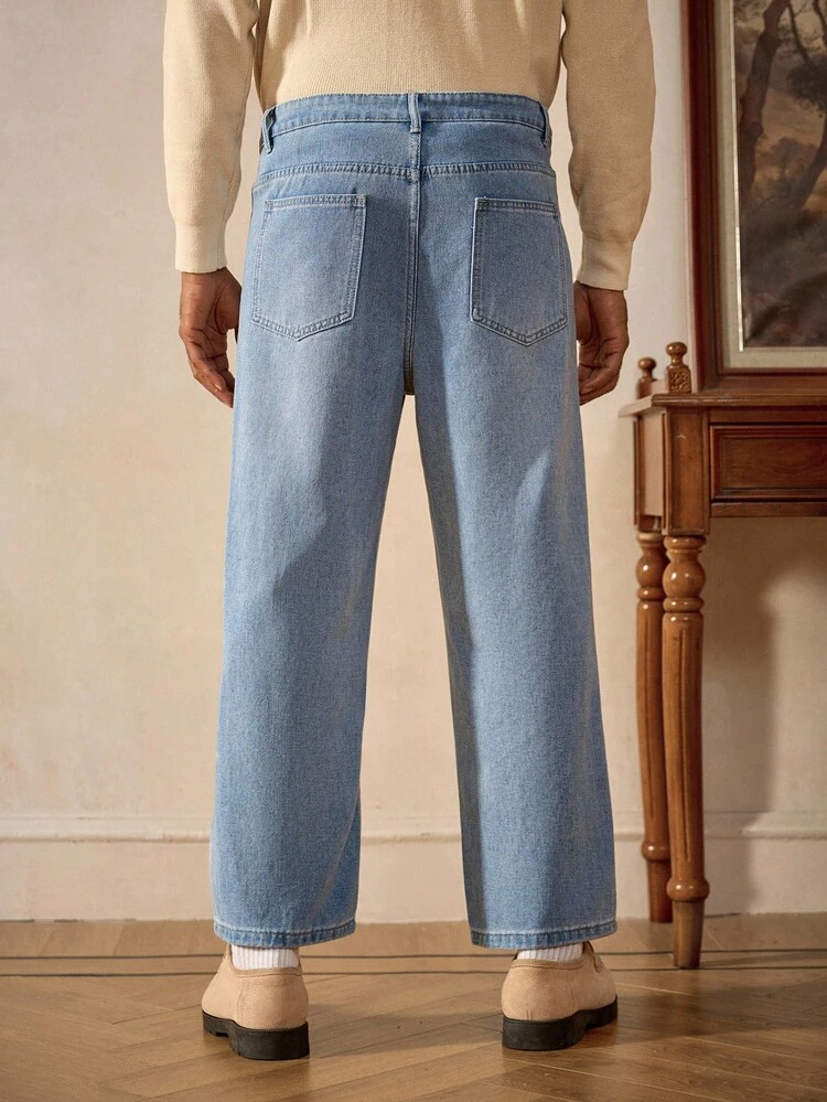 RivetRise Men's Classic Washed Light Blue Denim 3/4 Pants, All Season - Blue - View 2