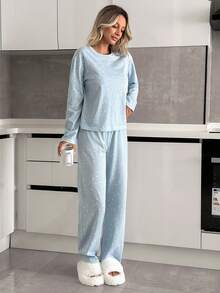 Set pigiama da donna Cottonline a 2 pezzi con motivo a stelle, carino per la casa