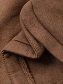 DAZY 2pcs Baby Girls Casual Letter & Cartoon Print Long Sleeve Sweatshirt And Loose Fit Pants Set Toddler Girls Clothes - Coffee Brown - View 8