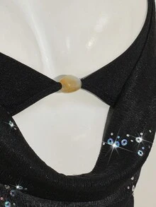 SHEIN ICON Glittery Mesh Sheer Beaded Decor 2 In 1 Women Tank Top