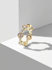 MOTF PREMIUM 18K镀金钻石菱形单戒 - 白色 - 查看 1