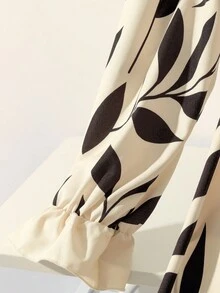 GlowEve Women's Elegant Casual Commuter Dress With Graphic Print And Color Block Design, Waist Cinched - Multicolor - View 4