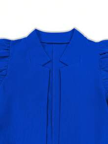 Franclia Chaqueta ligera de mujer de unicolor con mangas cortas y apertura delantera