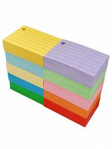 SHEIN 1000 Pezzi Chiluxendo Bristol Flash Cards, Schede A8 Perforate, Fogli di Tracciamento Flashcard, Schede di Revisione, con 10 Anelli di Rilegatura per Note di Studio a Scuola, in Ufficio e a Casa (10 Colori), Forniture Scolastiche, Ritorno a Scuola