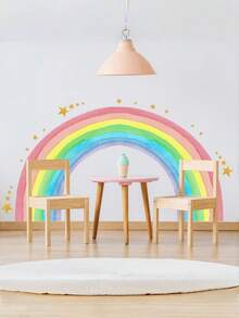 SHEIN 1 Hình dán tường ngôi sao năm cánh cầu vồng cỡ lớn – Hình dán tự dính dùng để trang trí tường cho phòng trẻ em, phòng khách và phòng ngủ. - Nhãn dán tường - Xem 6