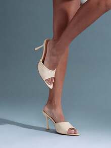 SHUZIA 女士尖头经典高跟穆勒凉鞋 - 米色 - 查看 4