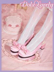 Dola Lovely Elegant Bowknot Mary Jane High Heels - Pink - View 1