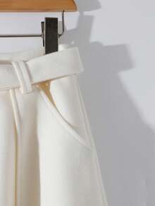 Franclia 女士时尚百搭单排扣优雅A字裙 - 杏色 - 查看 3