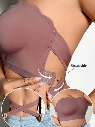 SHEIN 大码纯色侧扣无线抹胸