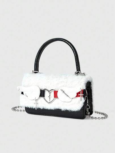 ROMWE Kawaii 1 Cute Plush Angel Beaded Bag Women's Handbag Crossbody Bag