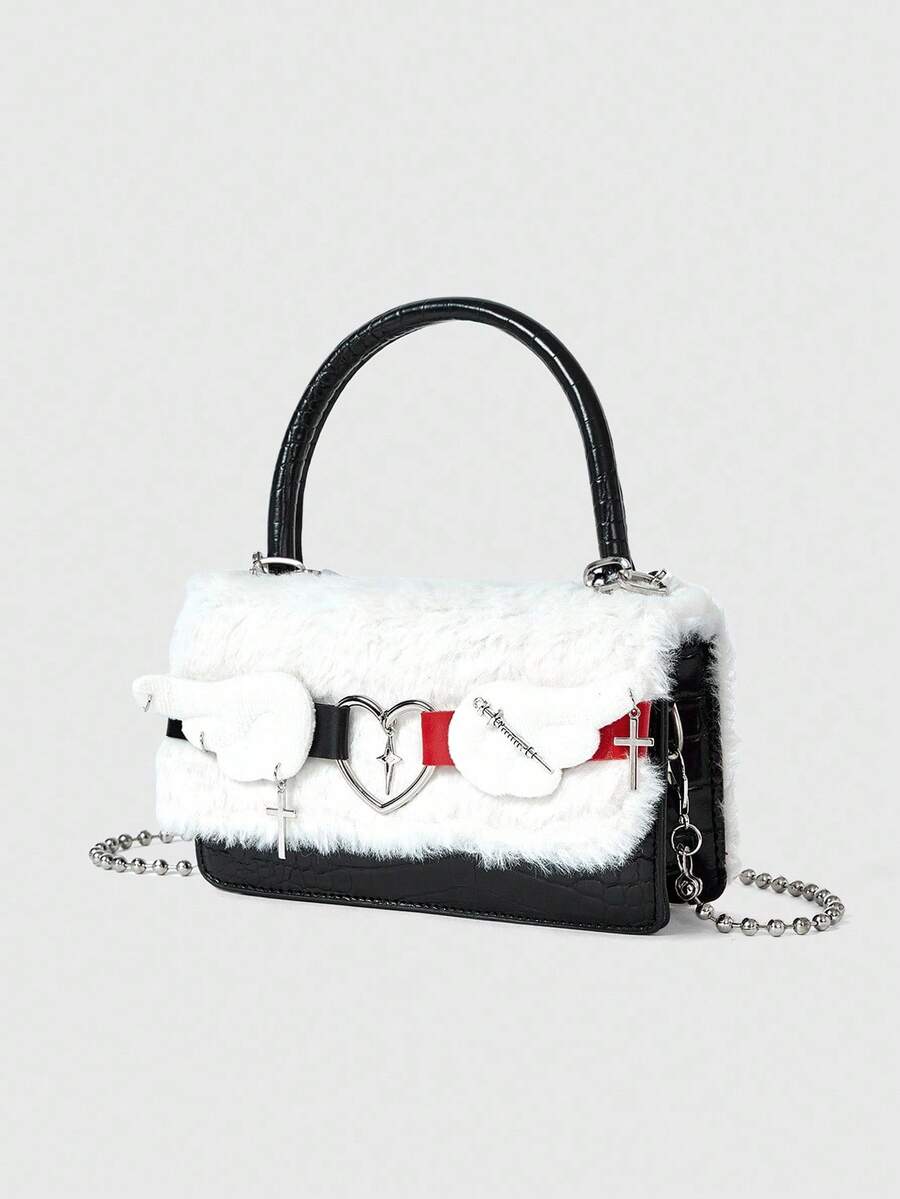 ROMWE Kawaii 1 Cute Plush Angel Beaded Bag Women's Handbag Crossbody Bag