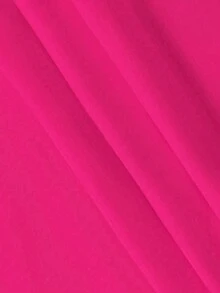 EMERY ROSE Plus Size Contrast Color Trim Collar & Cuff Casual/Work Wear Long Sleeve Shirt - Hot Pink - View 5