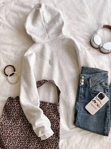Teen Girl Casual Leopard Print & Star Pattern Pullover Sweatshirt, Suitable For Street & Campus Everyday Wear, Spring/Autumn/Winter Fall - Multicolor - View 2