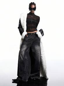 LYSMO 2025 New Arrive Minimalism Fall Winter Women's Turtleneck Long Sleeve Mesh Fitted Sexy T-Shirt Black Mesh Top Black See Through Top Mesh Top Long Sleeve Mesh Tops For Women Black Rhinestone Top,Black Tops