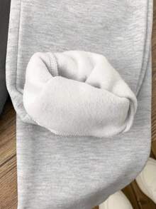 SHEIN 3 件套青少年女孩休闲运动慢跑裤，字母印花，黑色、白色、深灰色，街头风格运动裤 - 彩色 - 查看 7