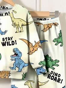 SHEIN Baby Boy Casual Soft Comfortable Cute Cartoon Animal Dinosaur Tie-Dye Y2K Loose Crew Neck Knit Soft Outfit, Suitable For Autumn/Winter Fall - Multicolor - View 5