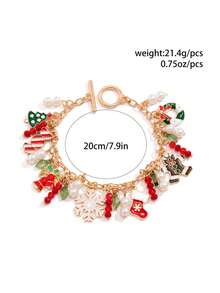 ROMWE Kawaii 1pc Fashionable Sweet And Simple Star, Flower, Bowknot Crystal Pearl Pendant Chain Bracelet Valentines,Mom,Mother,Mother's Day,Gift - Multicolor - Christmas - View 4