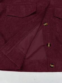 Mulvari Classic Long Sleeve Front Button Casual Padded Jacket Fall Winter Cloth For Women - Burgundy - View 6