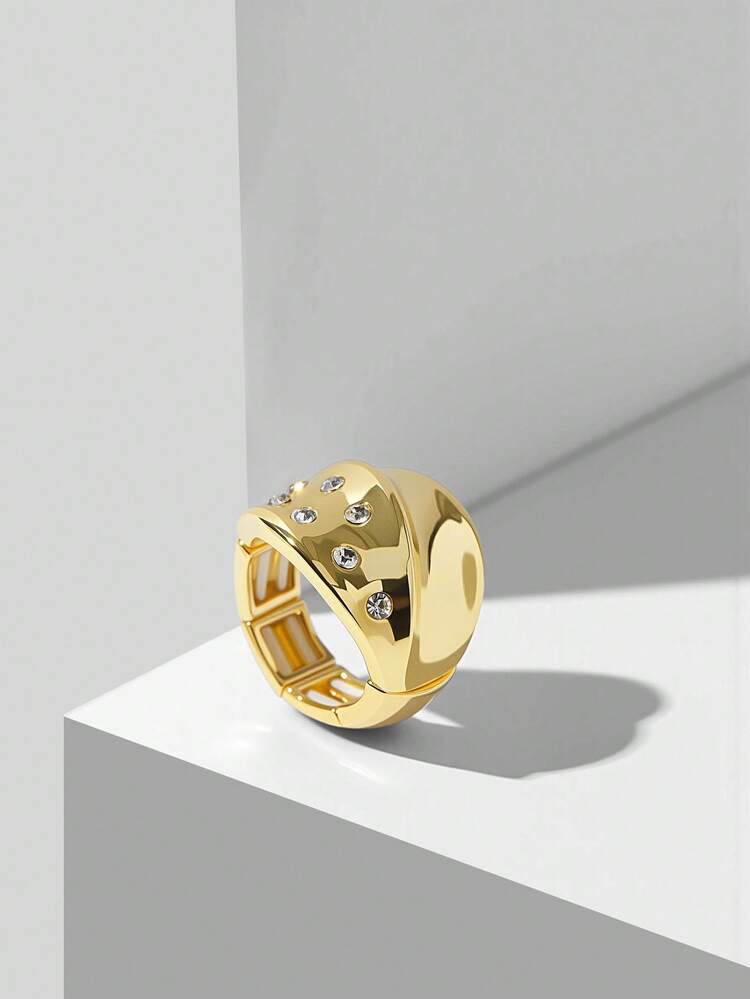 18K GOLD PLATED VINTAGE DIAMOND INLAID RING