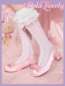 Dola Lovely Elegant Bowknot Mary Jane High Heels - Pink - View 3