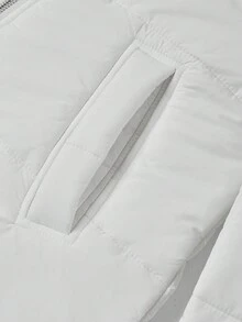 Ellevyn 女士厚白色夹克，带口袋，金属拉链，优雅日常穿着，秋冬 - 白色 - 查看 6