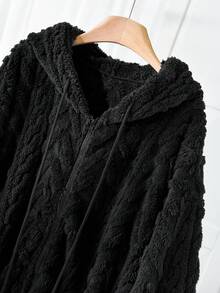 SHEIN CURVE+ 冬季衣服大码秋冬季超加厚双抓绒连帽棉服保暖外套女秋季女几何图案双面连帽抓绒度假/秋冬