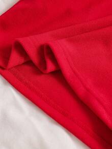 2 Stück/Set Elegantes, süßes Top für Kleine Mädchen mit Rüschenkragen und Langarm + karierter Skort mit asymmetrischem Saum, geeignet für Weihnachten, Urlaub, Reisen, Frühling & Herbst - Rot - Übersicht 9