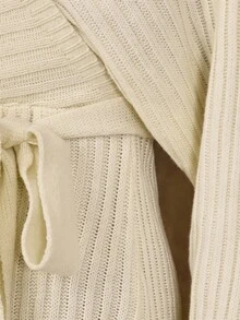 Hansera 秋冬新款交叉带深V领性感女式毛衣裙 - 杏色 - 查看 6