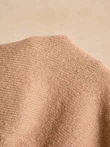 Poéselle Women's Floral Trim Polo Collar Casual Loose Knit Vest - Apricot - View 7