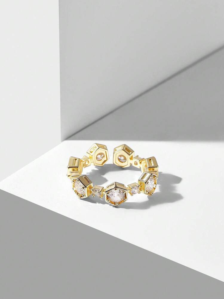 18K GOLD PLATED DIAMOND RHOMBUS SINGLE RING