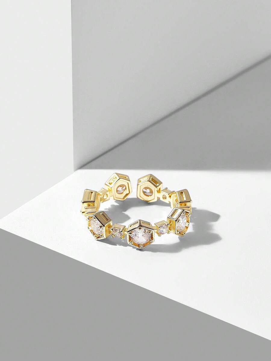 MOTF PREMIUM NHẪN ĐƠN KIM CƯƠNG MẠ VÀNG 18K HÌNH THỊT - trắng - Xem 2