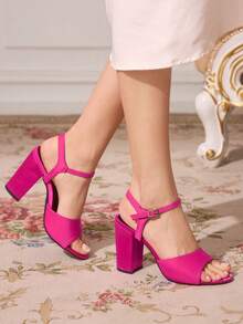 CUCCOO TILAWA 女式尖头铆钉高跟凉鞋 - 玫紅色 - 查看 7