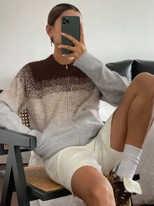 Livesso Women's Casual Loose Ombre Knit Sweater, Autumn