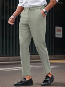 Calvornis Men's Casual Slim Fit Suit Pants, Office Wear Casual Suit Pants - Mint Green - View 5