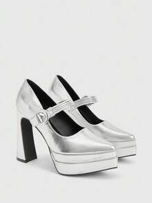 CUCCOO LuxiPop Damen Plateau High Heel Pumps, glänzende Leder elegante Stiefel bis zur Mitte des Wades, geeignet für Halloween, Weihnachten, Silvester, Dates, Herbst sexy Nachtclub Stil