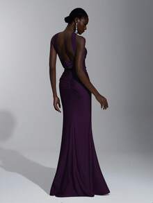 SHEIN Belle Elegant, Romantic, Sexy, Minimalist, Light Yellow Knitted Elastic Strapless Backless Bodycon Dress, Fashionable, Influencer Style, Suitable For Holidays, Parties, Weddings, Bridesmaid