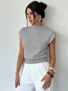 Firerie 优雅高领宽松休闲百搭秋冬无袖针织毛衣背心