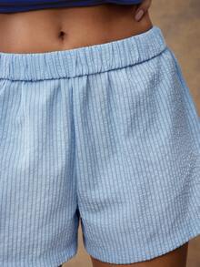 WESTFADE Gestreifte Boxer-Shorts mit umklappbarem Bund, locker geschnitten, A-Linie, ideal für Schule, Herbst, Sommer und Countryfestivals - Blau - Übersicht 4