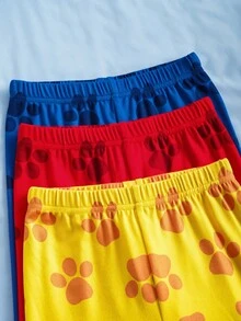 SHEIN | PAW Patrol 6pcs/Set Young Boy Casual Cartoon Puppy Print Round Neck Raglan Long Sleeve Top And Pants Comfortable Stretchy Pajama Set - Multicolor - View 8