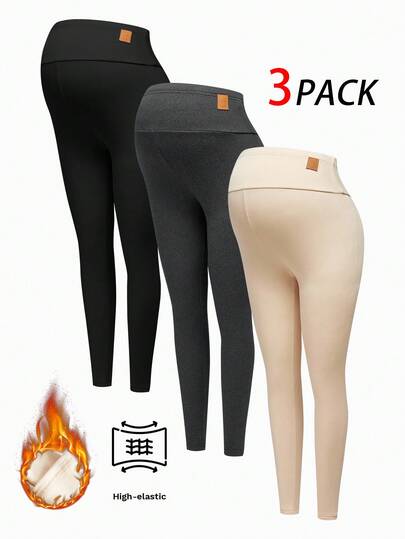 SHEIN Maternity Casual Versatile Leggings Maternity Leggings Pregnancy Leggings Warm Maternity Leggings Winter Maternity Leggings Black Maternity Leggings