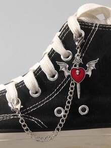 Grunge Punk 2pcs Gothic Bat Shoe/Boot Decorations, Holiday Party Gifts - Burgundy - View 10