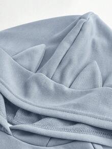 SHEIN Girlism Tween Girl Halloween Fashionable Street Style Ear Hoodie Long Sleeve Drawstring Casual Pullover Sweatshirt Bow Hoodie Cat Ear Hoodie Cute Hoodie Teen Crop Top Hoodie Fall Winter