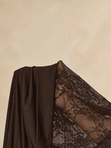 SHEIN BAE 黑色蕾丝低胸紧身连衣裙，黑色蕾丝连衣裙 - 咖啡棕 - 查看 8