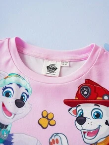 SHEIN | PAW Patrol Young Girl Cute Cartoon Puppy Pattern Round Neck Short Sleeve Casual Sports Pink T-Shirt Girls Printed Short Sleeve T Shirt Kids Casual Crew Neck T Shirt T Shirt For Kids Girls