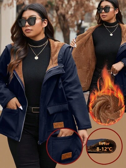 Vionelle 大码女式户外保暖拉链夹克，秋冬款